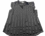 Calvin Klein Womens Sleeveless Black Shiny Blouse Top Ruffle Size XL - $13.85