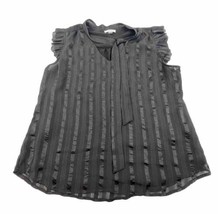 Calvin Klein Womens Sleeveless Black Shiny Blouse Top Ruffle Size XL - £11.06 GBP