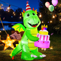 Domkom [New] 6FT Inflatables Birthday Dinosaur Cake Outdoor Decorations,Build-In - £66.88 GBP