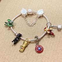 S925 Marvel themed silver bracelet with charms including the Hulk black panther - £13.57 GBP