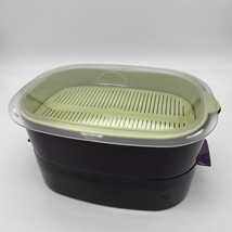 Tupperware Purple Green Oval Microwave Cooker Stack Steamer 4145 Vtg 6 p... - $22.76