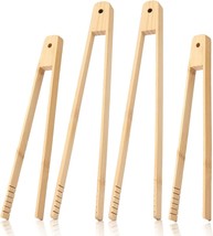 4 Pcs Bamboo Tongs Set: Wooden Tongs for Cooking, 11.8in Kitchen Long To... - $14.60 CAD