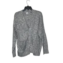 Cabi Grey Marble Snap Front V-Neck Sweater Long Sleeve Cardigan Size Large Women - £19.83 GBP