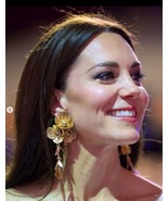 ZARA NEW 2023. ASO KATE CASCADING GOLD FLORAL LONG EARRINGS GLASS. 4736/081 - £48.76 GBP