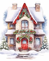 Christmas Cottage Clip Art- 10 High Quality JPGs/ Digital Print/ Digital... - £1.29 GBP