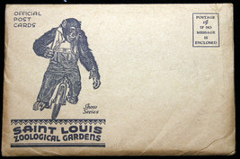 Vntg St Louis Zoological Gardens Show Series Post Card Packet Sepia Bluetone Bw - £4.09 GBP