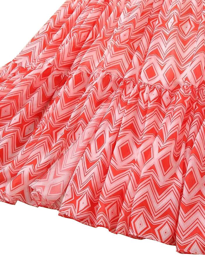 Celeb Paris Hilton Inspired Geo Printed Elbow Sleeve Fit-and-Flare Tiered Dress Item image 10