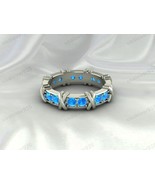 Natural Blue Topaz Gemstone Eternity Women Band, 925 Sterling Silver Jew... - €47,88 EUR