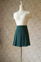 DARK GREEN Pleated Skirt Outfit Women Girls Plus Size Pleated Mini Skirt image 2