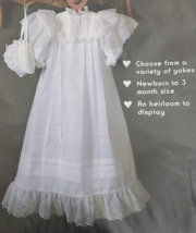 Vintage Christening Gown and Bonnet Kathy Pace 1987 Gooseberry Hill NB-3... - $19.75