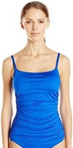 Lark &amp; Ro Women&#39;s Printed Underwire Tankini Top, Cobalt, Large - £19.66 GBP