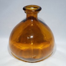 San Miguel Vidrios Orange Bulb Shaped Recycled Glass Vase  6.5&quot; x 7” Spain - $34.95