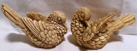Vintage 1970&#39;s Light Brown Resin Poured Turtle Dove Pair - Italy - £14.73 GBP