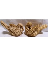 Vintage 1970&#39;s Light Brown Resin Poured Turtle Dove Pair - Italy - $18.60
