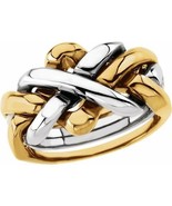 18k Yellow and White Gold Men&#39;s 4 Piece Puzzle Ring - £2,570.65 GBP+