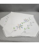Vintage Hand Embroidered Multi-Colored Pastel Floral Table Top Runner 30... - €14,70 EUR