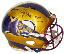 Justin Jefferson Autographed ECC Ripped Vikings / LSU Authentic Helmet Beckett - £2,513.90 GBP