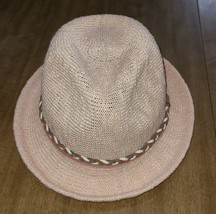 Light Weight Women&#39;s Fedora Trilby Panama Hat Lg. Peach W/ Braided Ribbon - £14.32 GBP