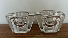 Orrefors Sweden Max Crystal Cross Candle Holder Anna Ehrner Clear Set of 2 (A) - £45.85 GBP