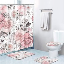 4 Piece Shower Curtain Sets, with 12 Hooks - £31.97 GBP