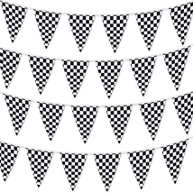 Checkered Flags Black and White 100’ FT Pennant Racing Banner | NASCAR T... - £11.06 GBP