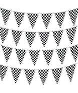 Checkered Flags Black and White 100’ FT Pennant Racing Banner | NASCAR T... - £11.07 GBP