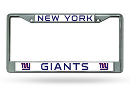 NFL New York Giants Chrome License Plate Frame Thin Blue Letters - £14.36 GBP