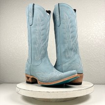 Lane LEXINGTON Light Blue Cowboy Boots Womens 7 Leather Western Snip Toe... - £173.47 GBP