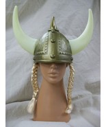 Viking Helmet Horns attached Blonde Braids Norse Warrior Nordic Opera Sp... - $25.19 CAD