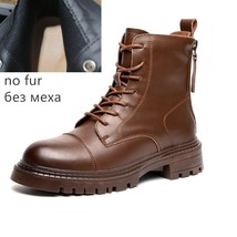 Ots genuine leather british style 2022 new winter fashion women boots thick bottom lace thumb200