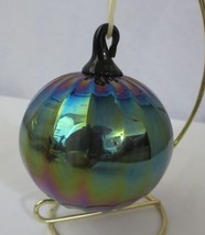 Artisan Hand Blown Art Glass  Glass Ornament Optic Iridescent - £19.55 GBP