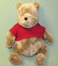 Gund Classic Pooh Bear Plush 12&quot; Teddy Red Knit Shirt Furry Brown Stuffed Animal - £17.77 GBP