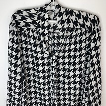 Cato Womens Plus Size Blouse 22/24W Houndstooth Button Front Tie Neck Pussy Bow - £15.51 GBP