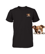 Funny American Staffordshire Terrier Dog Peeking Pocket Tshirt Cute Pupp... - €15,72 EUR+