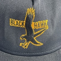 Vintage Black Hawks Trucker Mesh Snapback Hat Cap Made in USA Preowned - $24.44