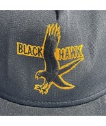 Vintage Black Hawks Trucker Mesh Snapback Hat Cap Made in USA Preowned - £19.13 GBP