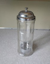 Vintage Gemco Glass Barber Comb Straw Holder Container Jar Metal Lid 11.... - $23.36