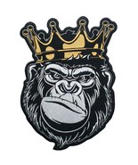 Large Back Patch Gorilla King with Gold Crown Embroidered Patch. Iron On. - £23.00 GBP