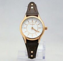 NEW FOSSIL BQ3068 Rose Gold Dial Brown Leather band Women Watch - £105.98 GBP