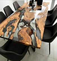Clear Epoxy Live Edge Walnut Wood Dining Table – Custom Handmade Tabletop - $7,757.60 MXN+