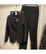 Monroe &amp; Main Women’s 2pc Pinstripe Suit Jacket &amp; Pants 6 Black Bust 34 ... - £11.12 GBP