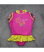 Speedo Girl Swimwear Girls M Pink Yellow Cap Sleeve Swim Skirt Ruffle On... - £23.38 GBP