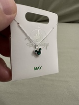 Disney Parks Mickey Mouse Faux Emerald May Birthstone Necklace Silver Color image 6