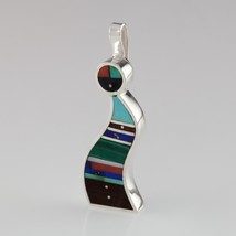 Amazing Harold Smith Sterling Silver Inlay Pendant 51 mm Long - £158.26 GBP