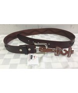 Silver Canyon Mens 34&quot; Brown Leather Belt Silver Buckle - £19.05 GBP