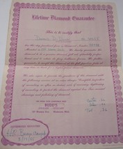 Vtg Budd’s Jewelers Muskegon MI Lifetime Diamond Guarantee Certificate 1955 - $37.82 MXN
