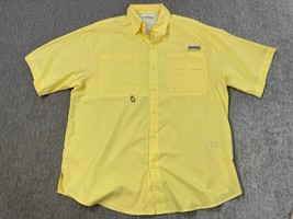 Columbia PFG Shirt Mens Medium Yellow Short Sleeve Fishing Vented Lightw... - $19.79