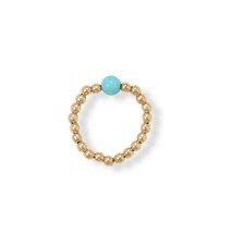 14K Yellow Gold Filled 2.5 mm Turquoise Bead Stretch Toe Ring Adjustable Women - $33.21