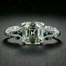 Art Déco 3Ct Asscher Diamanti Finti Fidanzamento Vintage Anello Argento Sterling - £223.73 GBP