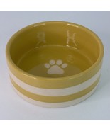 Fido&#39;s Diner Dog Food Water Bowl Yellow Strips Paw Inside Stoneware 6” New - $335.78 MXN